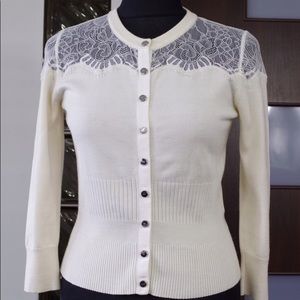 Karen Millen Cream/Off White Wool Cardigan